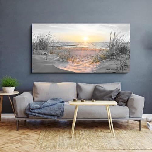 Yxbhhym-Beach Wall Art Prints Sunset Black and White Wall Art Coastal Wall Decor Ocean Picture for Living Room Wall Art Bedroom Seascape Artwork Sea Scene Painting Modern Bathroom Office Decor — view 5