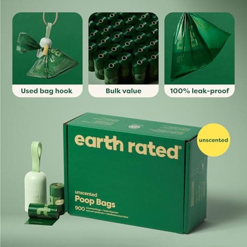 Earth Rated Dog Poop Bag Holder with Dog Poop Bags Rolls, New Look, Durable and Guaranteed Leakproof, Unscented, 1 Dispenser and 900 Bags — view 5