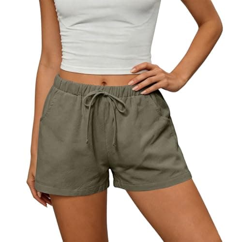 Shorts for Women Workout Shorts Women Womens Outfits Trendy 2026 Drawstring Elastic Waist Casual Bermuda Short Wide Leg Crop Pants Comfort Loungewear Beach Vacation Army Green L