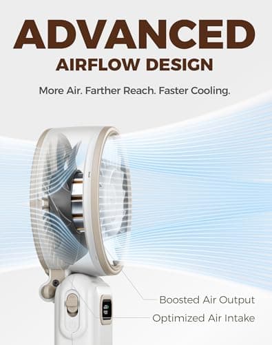 Diveblues Portable Turbo Fan, 100 Speed Handheld Fan with Strong Airflow, Foldable 4 in 1 Personal Fan for Neck, Desk & Travel, USB-C Rechargeable, Lightweight for Summer, Concerts & Outdoor Use — view 3