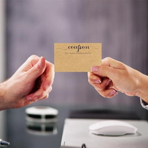 MOKTREGD 200 Pack Blank Coupon Cards Kraft, 3.5"x2" Gift Cards, Little Make Your Gift Certificate, Vouchers for Present, Holiday, Valentines Simple Redeemable For Design, Lots of Space to Write — view 3