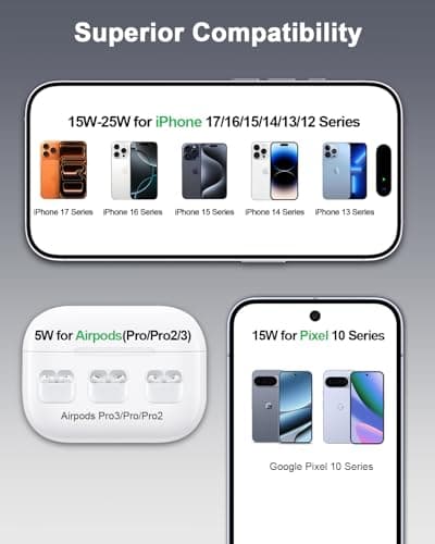 NANAMI Magnetic Wireless Charger with 30W Adapter, 25W Fast Charging Stand for iPhone 17 16 15 14 13 12, Magnetic Phone Charger for Desk & Nightstand — view 4