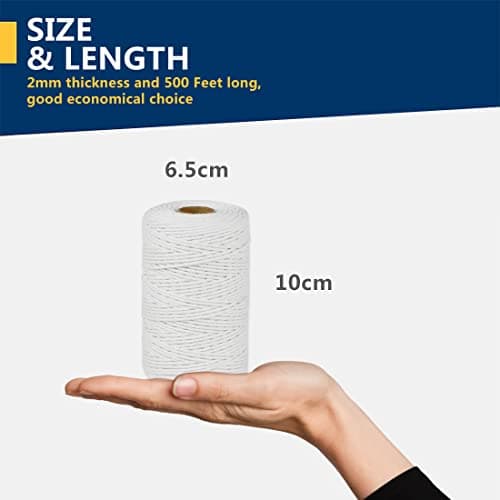 PerkHomy Cotton Butchers Twine String 500 Feet 2mm Twine for Cooking Food Safe Crafts Bakers Kitchen Butcher Meat Turkey Sausage Roasting Gift Wrapping Gardening Crocheting Knitting — view 5