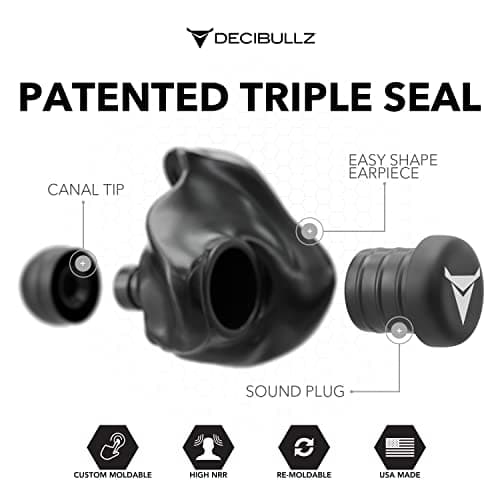 Decibullz - Custom Molded Earplugs, 31dB Highest NRR, Comfortable Hearing Protection for Shooting, Travel, Swimming, Work and Concerts (Black) — view 2