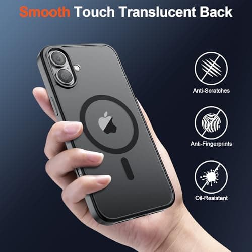 SUPFINE Magnetic for iPhone 17 Case with Screen Protector (Compatible with MagSafe)(Military Grade Drop Protection) Translucent Matte Phone Cover,Black — view 5