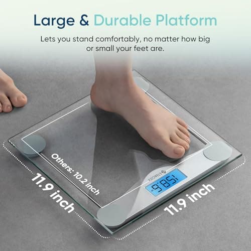 Etekcity Digital Body Weight Bathroom Scale, Large Blue LCD Backlight Display, High Precision Measurements,6mm Tempered Glass, 400 Pounds — view 3