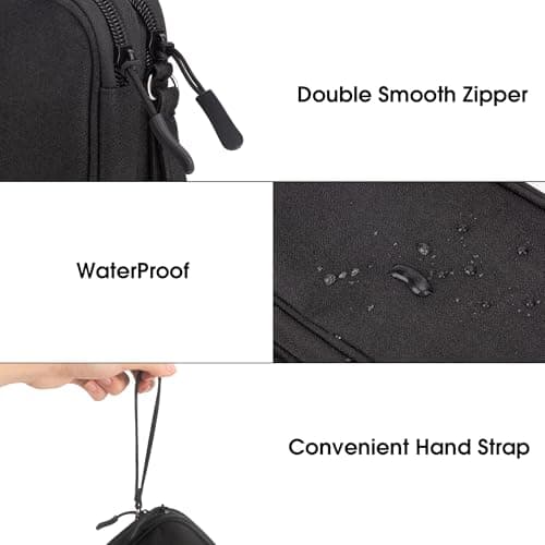 Arae Electronic Organizer, Travel Cable Organizer, Double Layers Portable Waterproof Pouch, Electronic Accessories Storage Case for Cable, Cord, Charger, Phone, Earphone (Black, M) — view 3