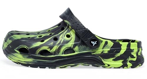Amsatas Men and Women Unisex Garden Marble Pattern Clogs Shoes Black and Green40