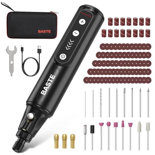 BASTE Mini Cordless Rotary Tool 4V, 5-Speed Rotary Tool Kit with 109 Accessories, Type-C Charging Power Rotary Tool for Etching & Engraving, Sanding, Drilling, Polishing, DIY Crafts(Black)
