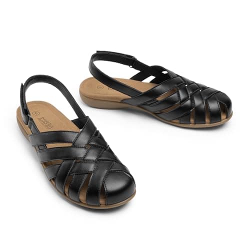 Rihero Women's Closed Toe Fisherman Flat Sandals Black Size 8.5 — view 5