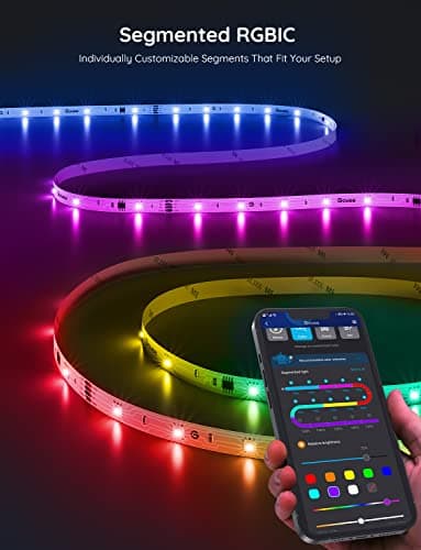 Govee RGBIC Strip Lights, Smart LED Lights for Home Decor, Bluetooth Lights APP Control, DIY Multiple Colors on One Line, Color Changing LED Strip Lighting Music Sync, 16.4ft for Bedroom Decor — view 5
