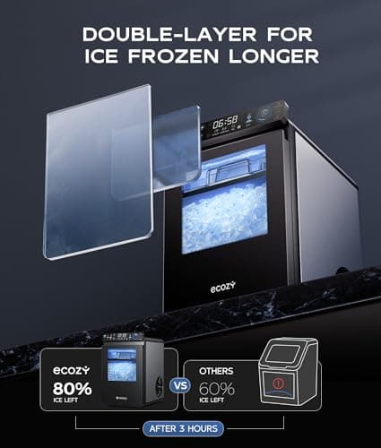 ecozy Smart Nugget Ice Maker Countertop, First Full-Color Smart Panel Ice Machine with APP Control, Double-Layer Insulation, 44 lbs/24H Soft Pellet Chewable Ice, Pull-Out Water Tank, Self-Cleaning — view 4