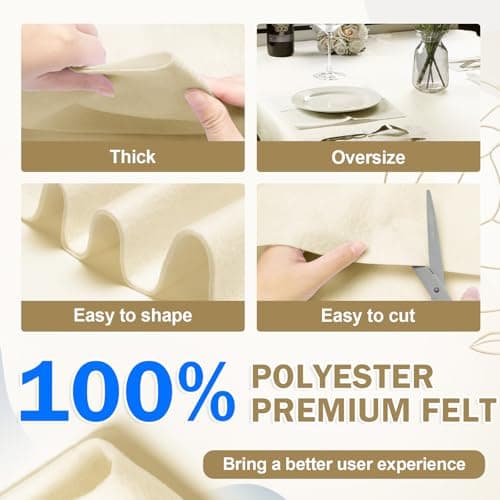 XSEINO Ivory Large Felt Fabric 36" X 36 "(1 Square Yard), 1.4 mm Thick Soft Felt Fabric Sheet for Crafts, White Series Colors Soft Nonwoven Fabric, Fit for Decoration, Sewing, DIY Crafts — view 3