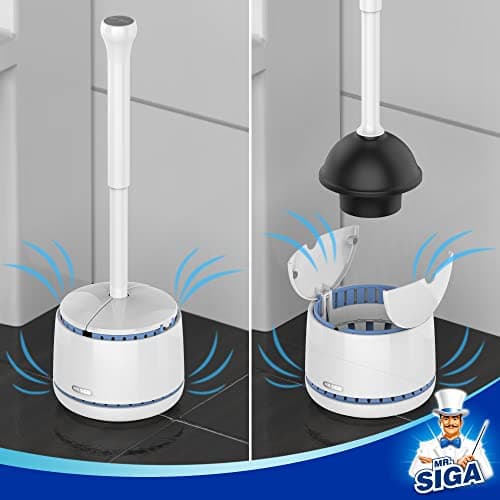 MR.SIGA Toilet Plunger with Holder, Heavy Duty Toilet Plunger and Holder Combo for Bathroom Cleaning, White — view 5