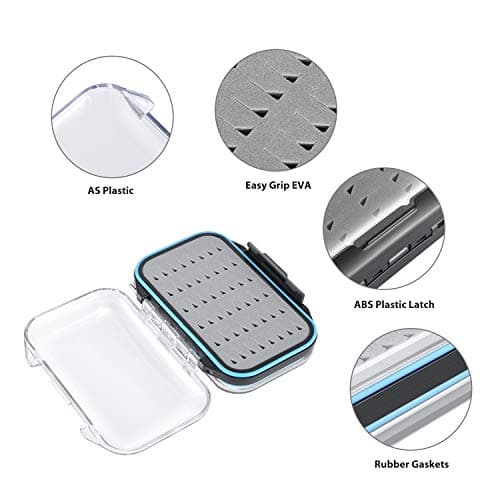Gonex Fly Boxes for Fly Fishing Jig Boxes Two-Sided Waterproof Lightweight Fly Fishing Box Easy Grip Transparent Lid Fly Fishing Lures Box, 4.1"x 3.0"x 1.2", Grey — view 5
