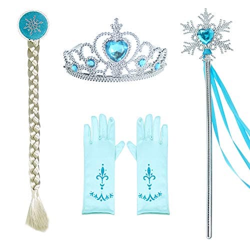 Luxury Princess Dress for Girls Costumes Birthday Party with Shining Long Cap Blue 6-7 Years — view 4