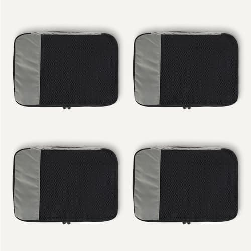 Amazon Essentials 4-Piece Packing Cubes Travel Accessories Set, Space-Saving Luggage Organizer with Double Zipper, Mesh Top Panel, Medium, Gray (Previously Amazon Basics) — view 4