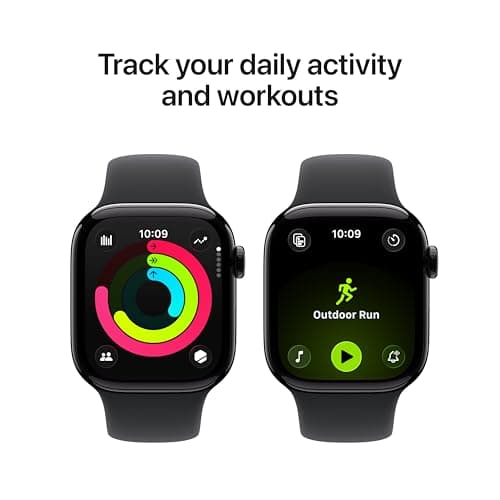 Apple Watch Series 11 [GPS 42mm] Smartwatch with Jet Black Aluminum Case with Black Sport Band - S/M. Sleep Score, Fitness Tracker, Health Monitoring, Always-On Display, Water Resistant — view 2