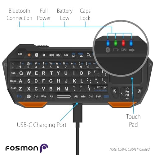 Fosmon Mini Bluetooth Keyboard (QWERTY Keypad), Wireless Portable with Touchpad, Compatible with Apple TV, Amazon Fire Stick, PS4, PS4 Pro, PS5, HTPC/IPTV, VR Glasses, Smartphones — view 2