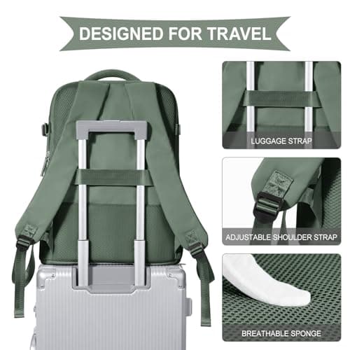 coowoz Travel Backpack For Women Men,Carry On Backpack,Hiking Backpack Waterproof Outdoor Sports Rucksack Casual Daypack Travel Essentials(Olive Green) — view 5