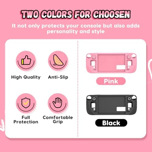IINE Protective Case for Steam Desk OLED, Steamdesk OLED Silicone Cover Case, 9-in-1 Protective Silicone Shell with Anti-Scratch Cover Protector, Game Accessories Set,Pink — view 2