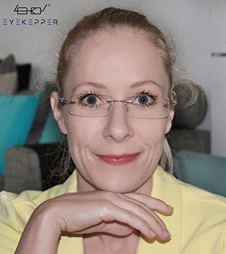 Eyekepper Readers Small Lenes Rimless Reading Glasses Blue Arm +0.5