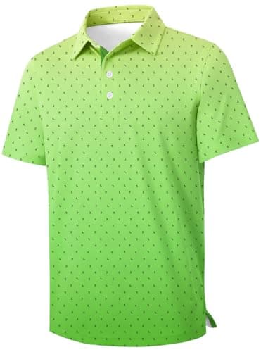 NikNio Boys Polo Shirt Short Sleeve Trendy Casual Collared Golf Shirts, Green Palm, 13-14 Years