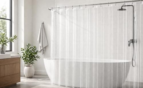 EHZNZIE Crystal Clear Shower Curtain Liner 72x72, PEVA Waterproof Bath Curtain, No Chemical Smell, 3 Weighted Magnets, Durable with Rustproof Metal Grommets — view 7
