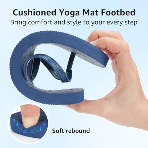 STQ Mens Shower Shoes Quick Dry Flip Flops for Men Non Slip Beach Pool Bathroom Thong Sandals with Arch Support and Drain Holes, Navy Blue Size 10 — view 6