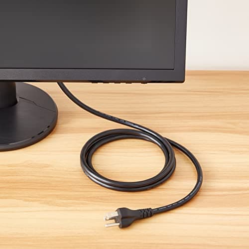 Amazon Basics PC Power Cable, 6 feet, AC Power Cord for Monitor, Computer, TV, 3 Prong, 18 AWG, 125 Volts, NEMA 5-15P to IEC320C13, UL Listed, Black — view 5