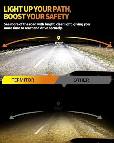 Termitor Upgraded H11 9005 Light Bulbs Combo, 100,000LM Super Bright H9 H8 Bulbs, 85000+Hrs Long Life, 1:1 Halogen Fit Plug-N-Play H9 H8 HB3 Off Road Lights, 6500K White, Pack of 4