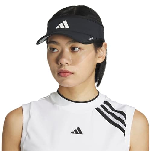 adidas Women's Superlite Visor – Lightweight Moisture-Wicking Running Tennis Hat, Black/White/3, OSFA — view 4