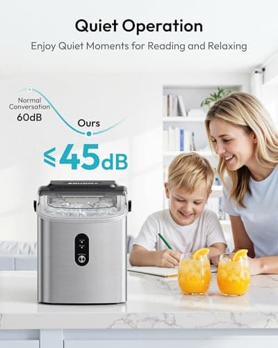 EUHOMY Ice Maker Countertop, Portable Ice Machine with Carry Handle, 26.5lbs Per Day, 9 Cubes in 6 Mins, Auto-Cleaning, with Basket and Scoop, for Home, Kitchen, Camping, RV (Silver) — view 8