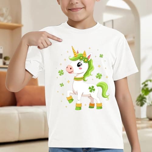St Patricks Day Shirt for Kids – Unicorn Lucky Shamrock Shirts Boys Girls St Paddys Day Irish Tops — view 4