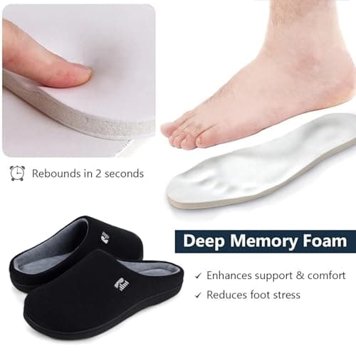 RockDove Men's Original Two-Tone Memory Foam Slipper, Size 9-10 US Men, Black/Grey — view 4