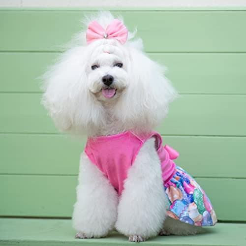 CuteBone Happy Easter Eggs Dog Dress Velvet for Small Dogs Girl Pink Puppy Dresses Dog Clothes — view 4