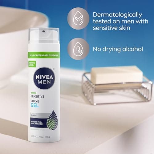 NIVEA MEN Sensitive Shave Gel, Shaving Gel for Men with Sensitive Skin, Enriched with VitaminPro Complex, 7 Oz Can, Pack of 3 — view 6