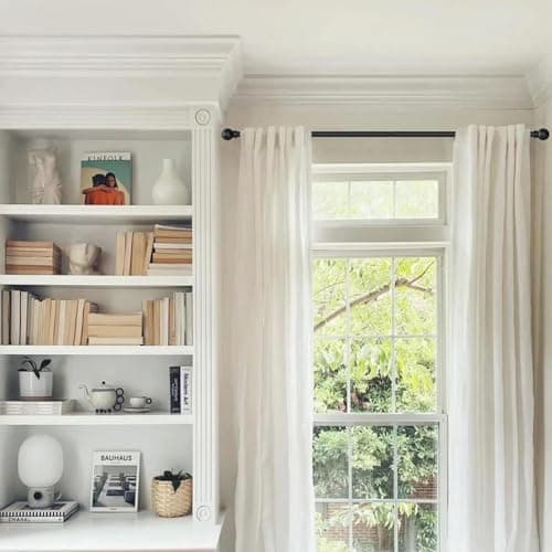 GXOACKJ Curtain Rods for windows 32-48 inch, 5/8 inch Decorative Curtain Rod Set, Matte Black Splicing Heavy Duty Metal Curtain Rod with Brackets — view 3