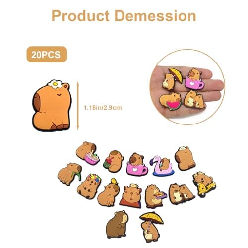 20PCS Capybara Shoe Charms for Clog,Cute Animals Shoe Decoration Charms for Women Men Adults,Trendy PVC Summer Beach Sandal Shoes Accessories Party Favors Birthday Gifts — view 3