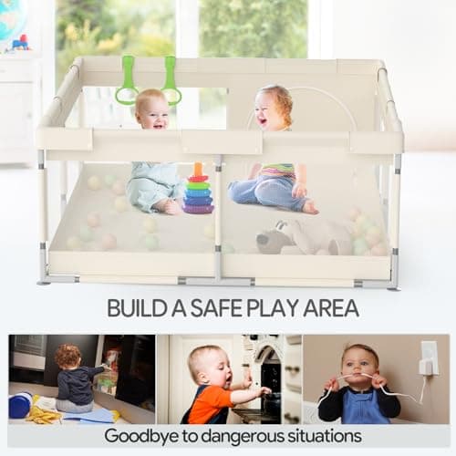 Fodoss Playpen Baby, 47x47inch Play Pen, Small Playard,Playpen for Apartment, Play Yard, Baby Activity Play Fence, Extra Large Playard, Parc Pour bébé — view 4