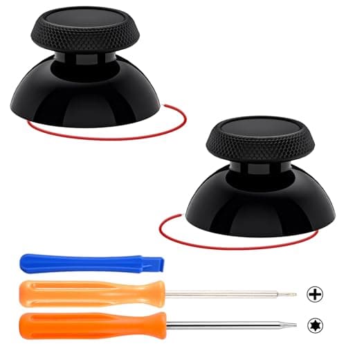 eXtremeRate Replacement Thumbsticks for Steam Deck LCD, Custom Analog Stick Joysticks Repair Kit for Steam Deck OLED Handheld Console with Original Touch Sensing, Anti-Slip Texture Grip - Black