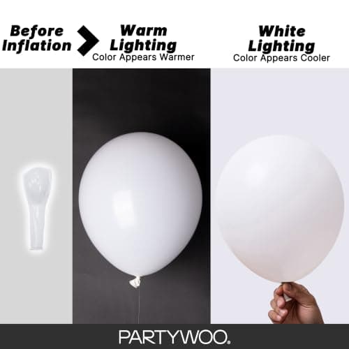 PartyWoo White Balloons 100 pcs 12 Inch Latex Helium Pastel White Balloons for Wedding Baby Shower Birthday Bridal Shower Graduation Engagement Princess Anniversary Party Decorations White-Y13 — view 2