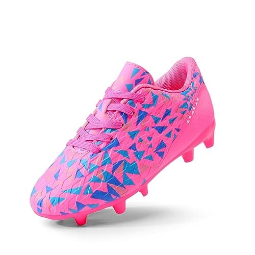 DREAM PAIRS Boys Girls Soccer Cleats Kids Football Shoes,Size 11 Little Kid,Fuchsia/Pink/Royal/Blue,HZ19003K