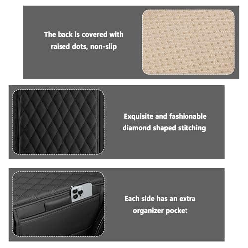 Stacool Upgraded Car Center Console Cover,Microfiber Leather Car Armrest Cover Cushion with 2 Storage Bags,Universal Car Armrest Storage Box (Black) — view 2