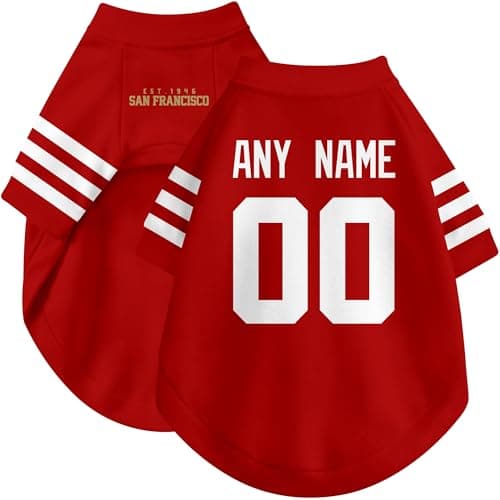 DALLASC San Francisco Dog Clothes Jersey Style Custom Pet T Shirt with Personalized Name Number for Small Medium Large Dogs — view 3