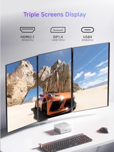 MINISFORUM UM870 Slim Mini PC AMD Ryzen 7 8745H(8C/16T), Mini Desktop Computer 32GB DDR5 RAM 1TB SSD, USB4/HDMI/DP 8K@60Hz Output, 2.5G LAN Port, 4xUSB Ports, WiFi 6E, BT5.3, AMD Radeon 780M Graphics — view 5