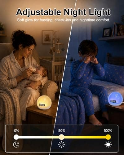 White Noise Sound Machine with Sunrise Alarm Clock for Kids Baby Shusher — view 3