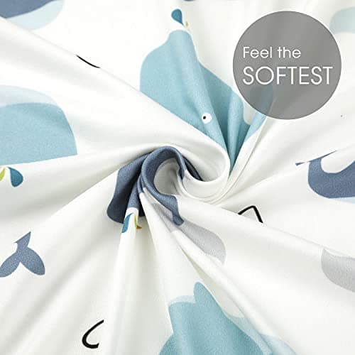 GRSSDER Stretchy Ultra Soft Jersey Knit Fitted Pack n Play Sheets Set 2 Pack, Portable/Mini Cribs Playards Sheets, Universal Fitted Pack and Play Mattress Sheets, Lovely Whale for Girls and Boys — view 6
