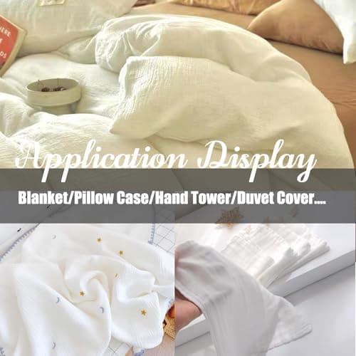 LaSilk Double Gauze Cotton Fabric by the Yard - 100% Cotton Muslin Fabric for DIY Craft & Sewing Material Like Dress, Towel, Bedding Sets, Cheesecloth, Boho Table Runner Fabric (Blue, 1 Yard) — view 2