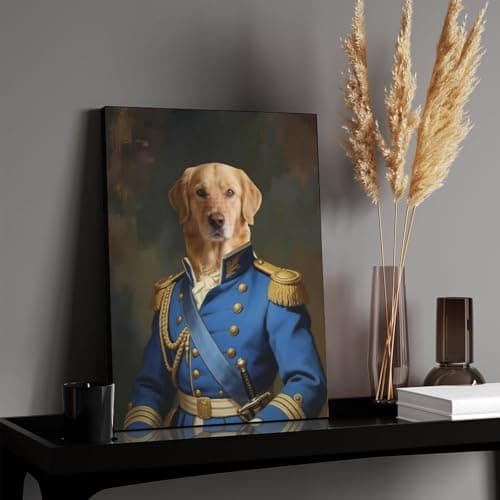 Personalized Naval Officer Pet Portrait from Photo Custom Renaissance Style Military Commander Dog Canvas Art Print, Wall Art for Home Decor, Living Room, Bedroom & Home Office Gifts for Pet Lovers — view 4